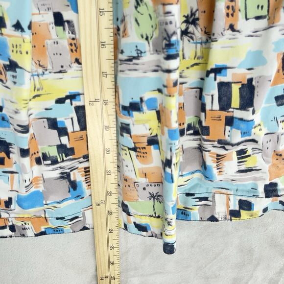 IE Pleated Cityscape Skirt Knee Length A Line Size 12 Maximalism Abstract - Picture 6 of 8